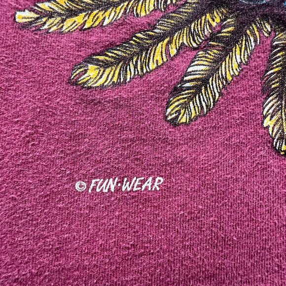 Vintage 90s Harley Davidson Fun Wear Eagle Feather Pocket Tee Red Single Stitch - Picture 6 of 12